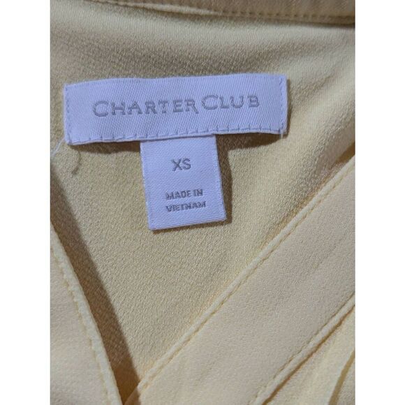 Charter Club Women's Yellow Sleeveless V-Neck Sheer Overlay Tank Top Size XS - Picture 2 of 6